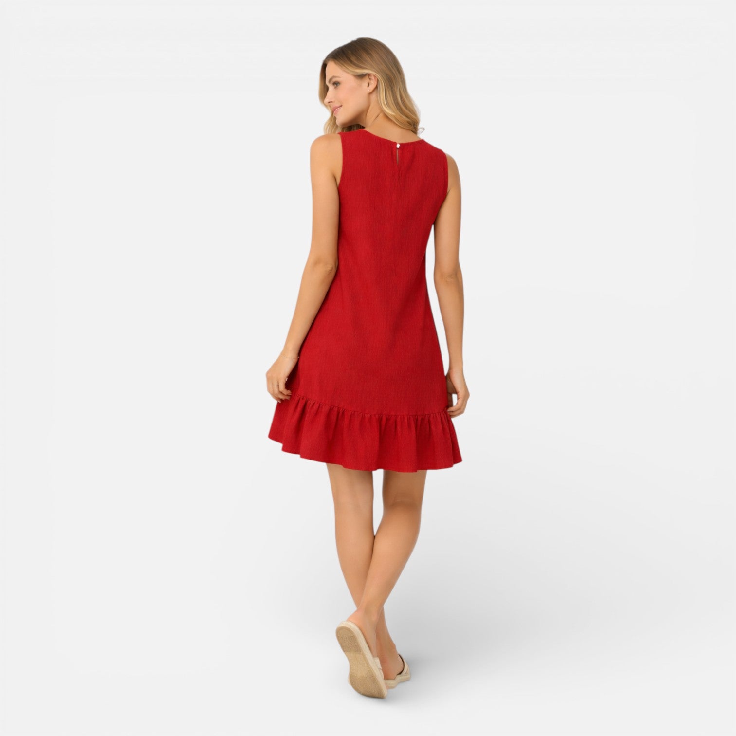 Women's Sleeveless A-Line Dress – Lightweight Ruffle Hem Summer Dress – Soft&Sleepy