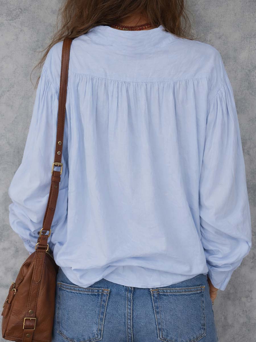 Women's Cotton Ruffle Cuff Blouse – Lightweight Long Sleeve Everyday Top