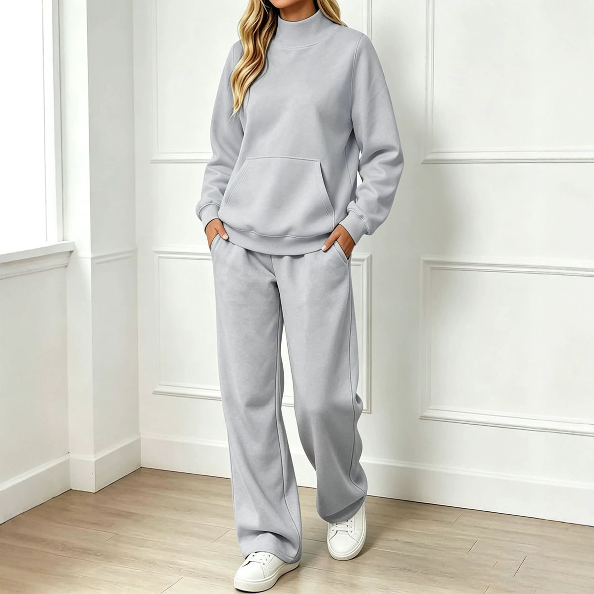 Mock-Neck Sweatshirt Set - Cozy and Easy