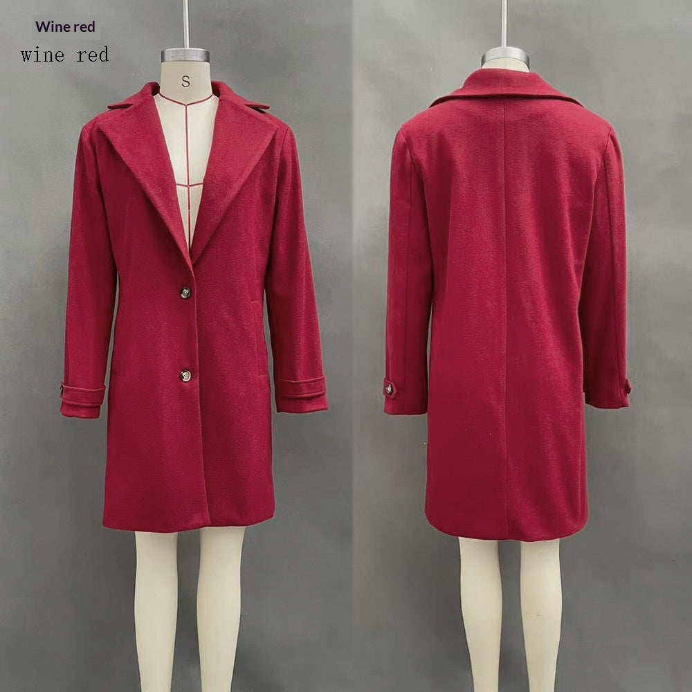 Retro Mid-Length Lapel Coat - Casual and Chic