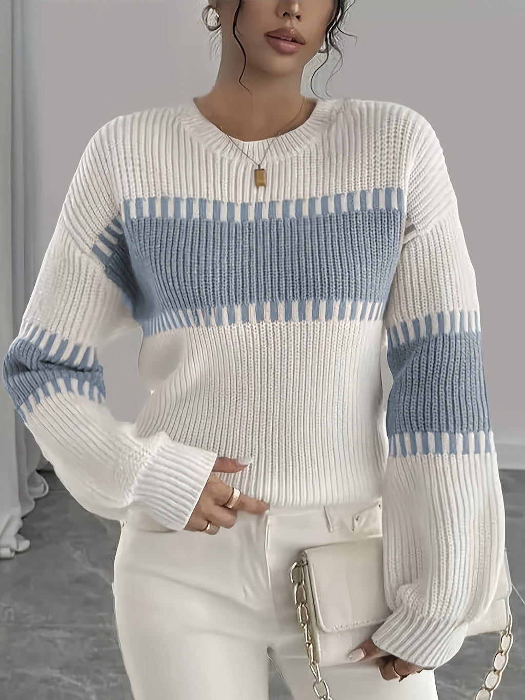Women’s Colorblock Striped Sweater – Soft Casual Knit