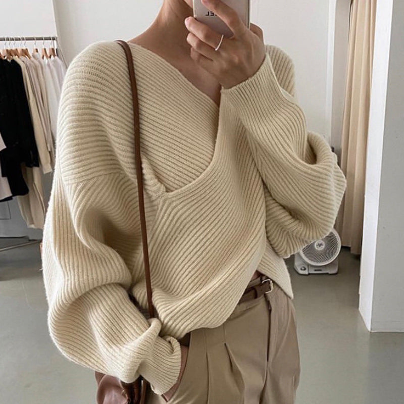 Women’s Cross-Knit Sweater – Elegant Comfortable Pullover