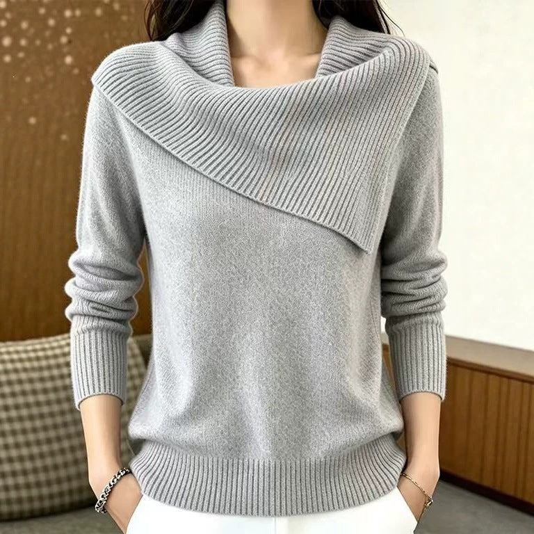 Women's Relaxed Fit Lapel Sweater - Soft Everyday Cozy Knit
