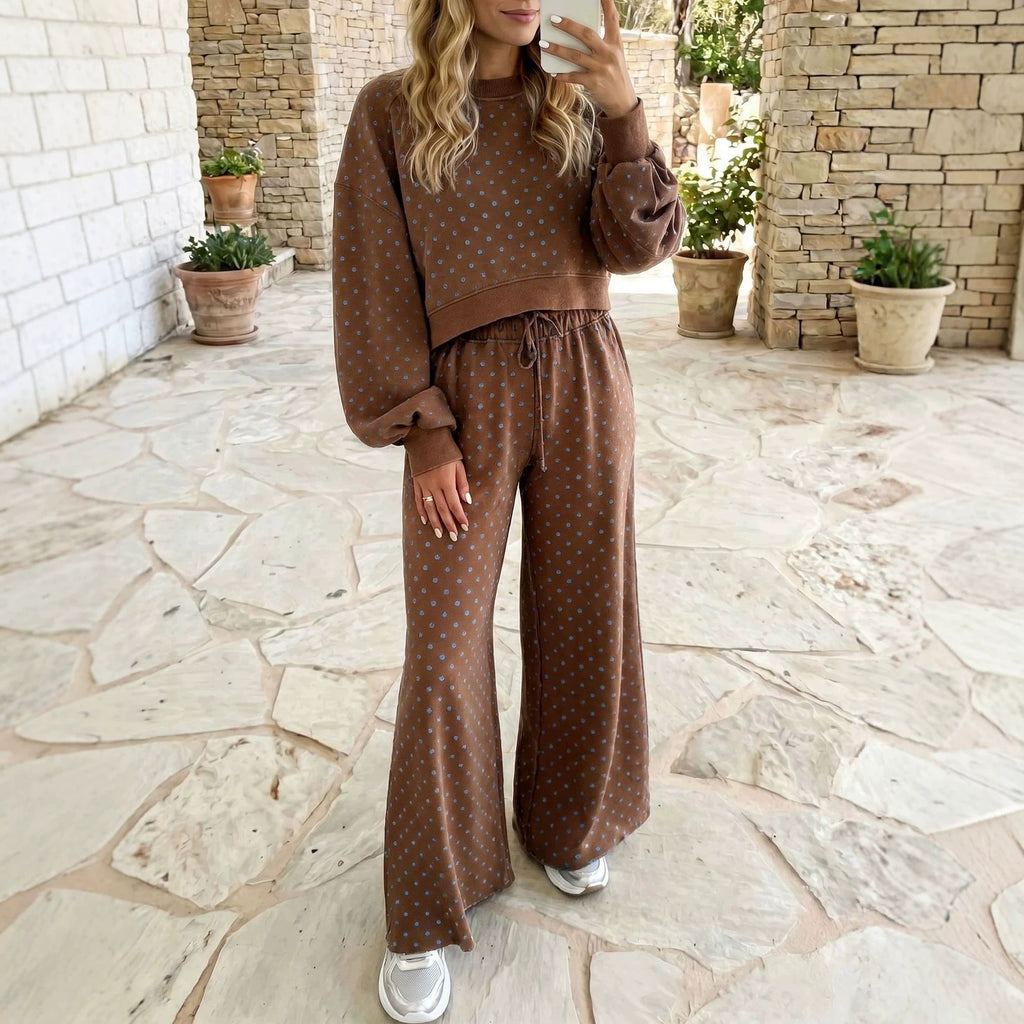 Polka Dot Wide-Leg Pants Set - Fluid and Relaxed