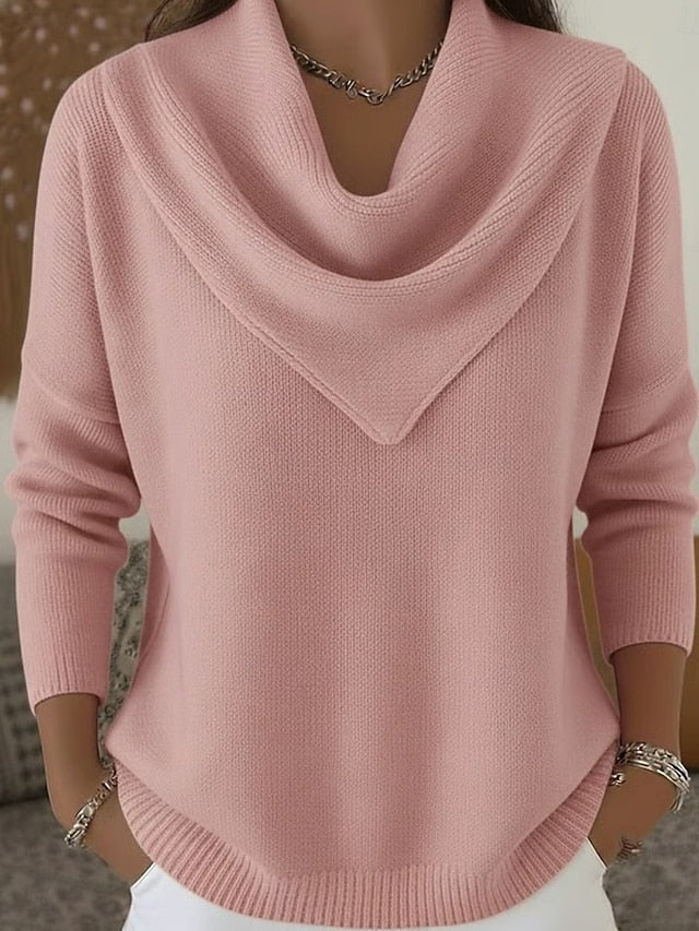 Ribbed Wide-Collar Knit Sweater - Elegant and Soft