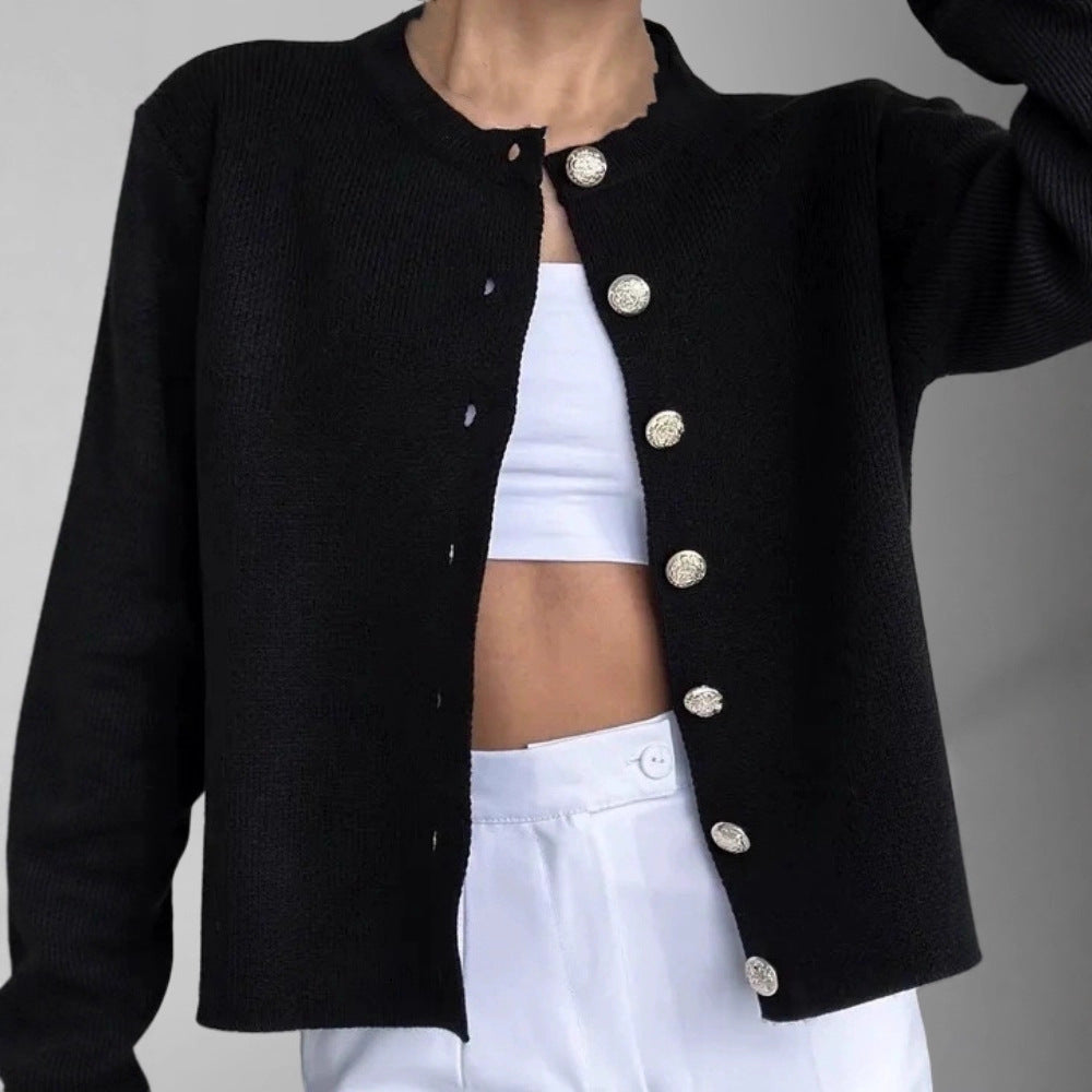Women's Button Front Knit Cardigan - Soft Minimal Everyday Layer