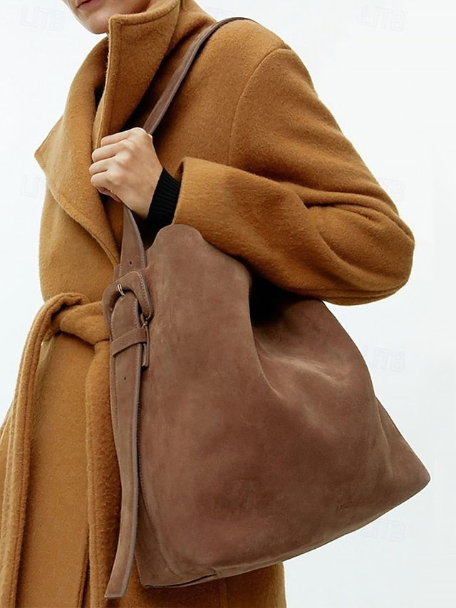 Suede Hobo Shoulder Bag - Roomy and Bohemian