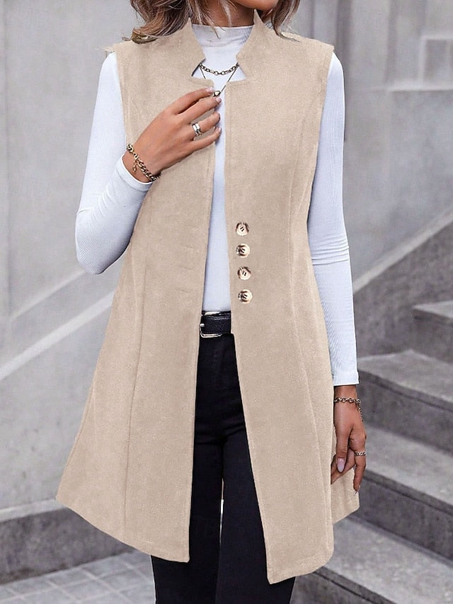 Long Sleeveless Blazer Vest - Polished and Modern