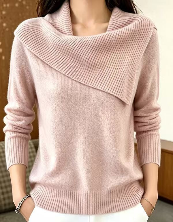Women's Relaxed Fit Lapel Sweater - Soft Everyday Cozy Knit