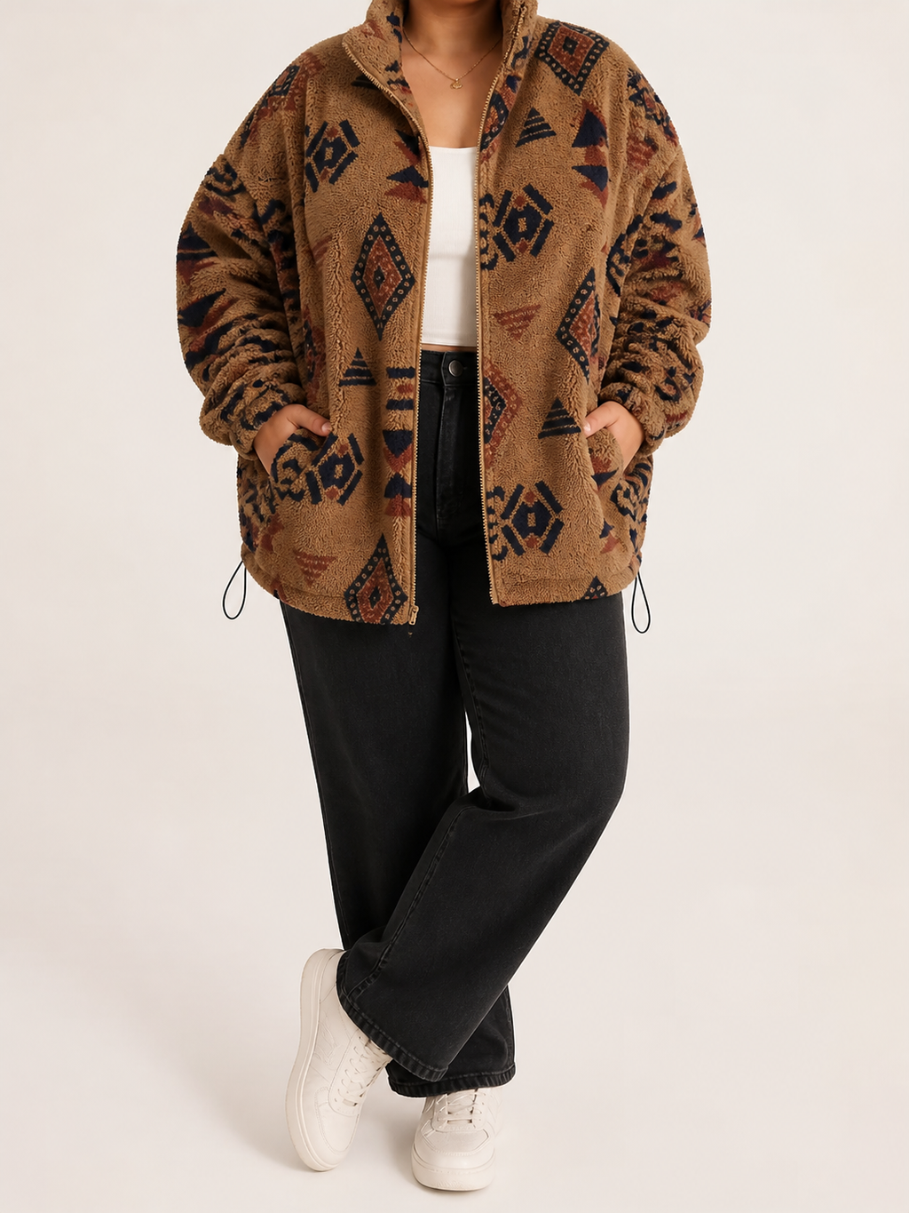 Aztec Sherpa Bomber Jacket - Warm and Trendy