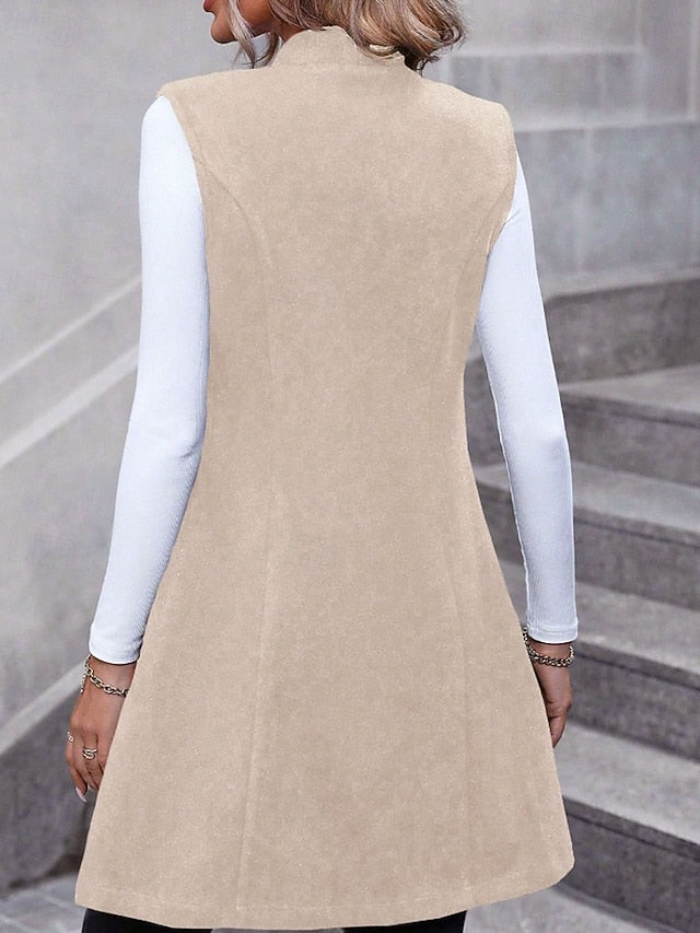 Long Sleeveless Blazer Vest - Polished and Modern