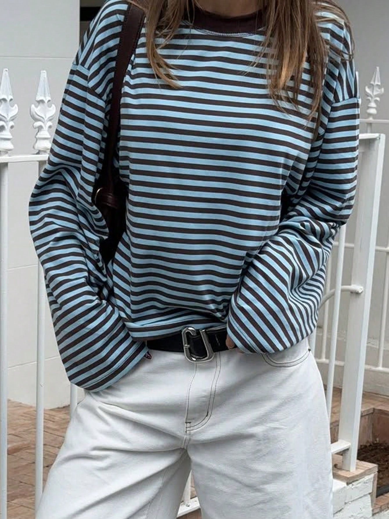 Women’s Retro Color-Block Striped Top – Casual Relaxed Everyday Style