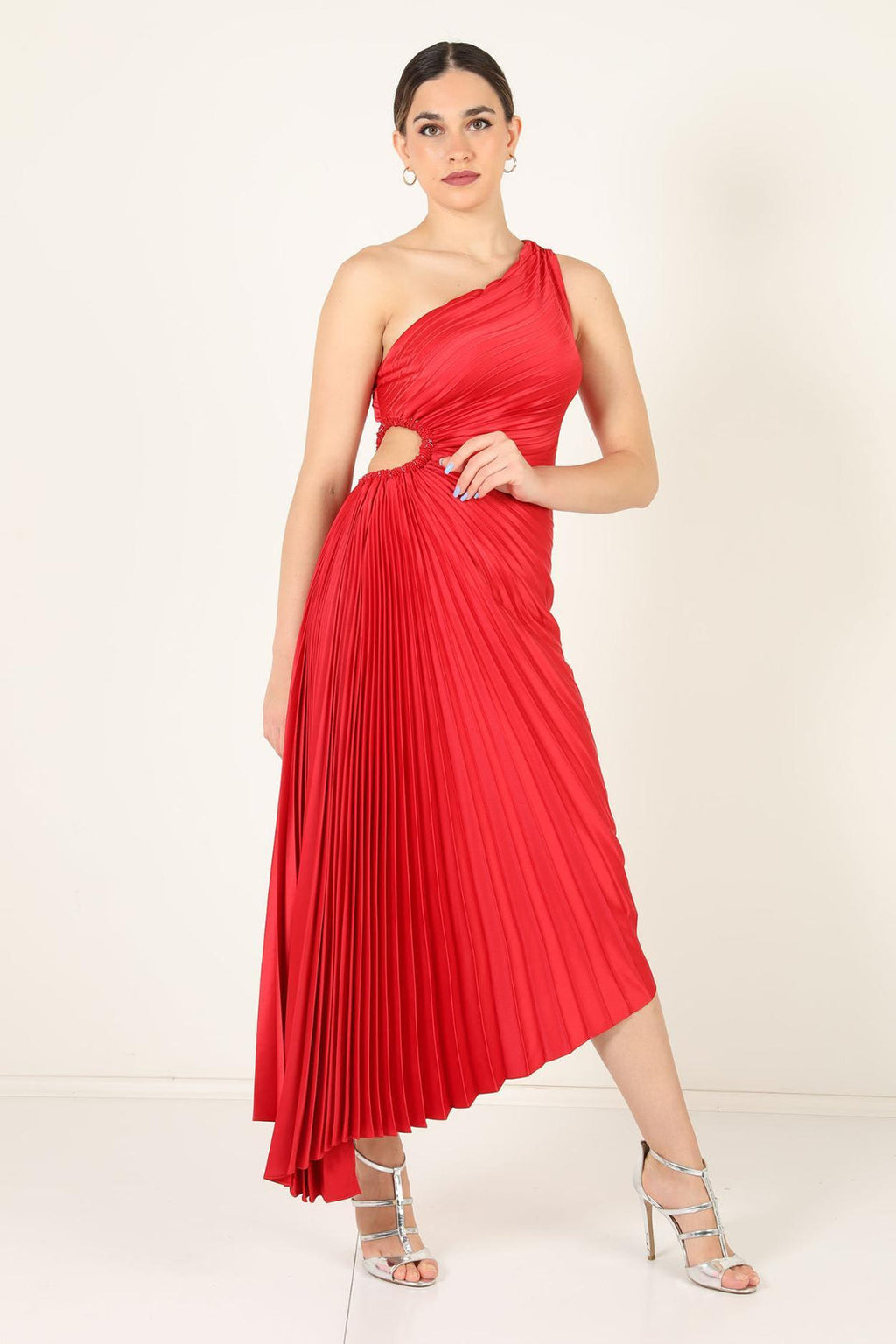 Women's One Shoulder Pleated Maxi Dress - Elegant Occasion Dress