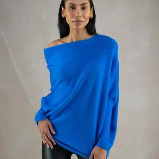 Women's Oversized Draped Crew Neck Sweater