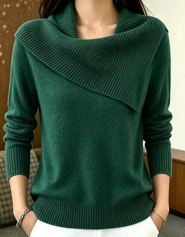 Women's Relaxed Fit Lapel Sweater - Soft Everyday Cozy Knit