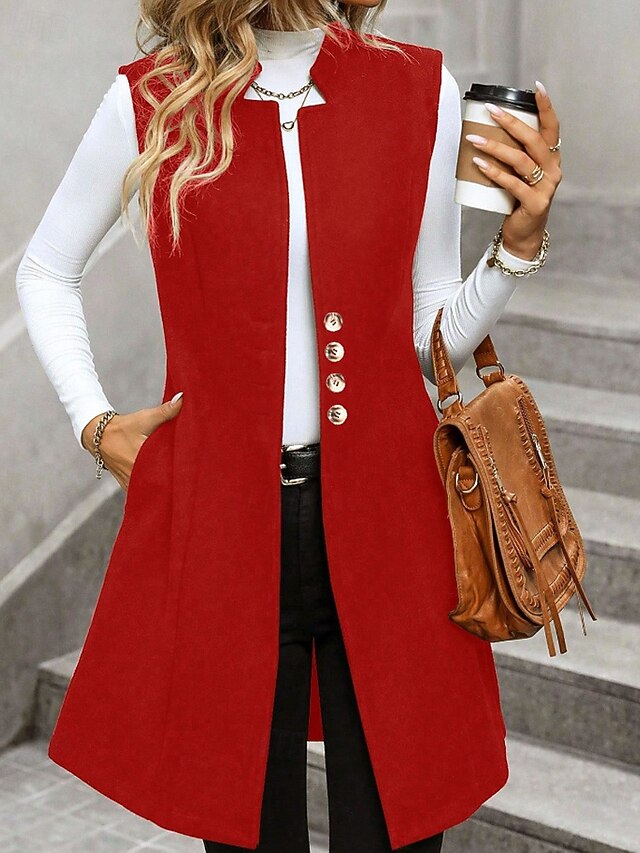 Long Sleeveless Blazer Vest - Polished and Modern