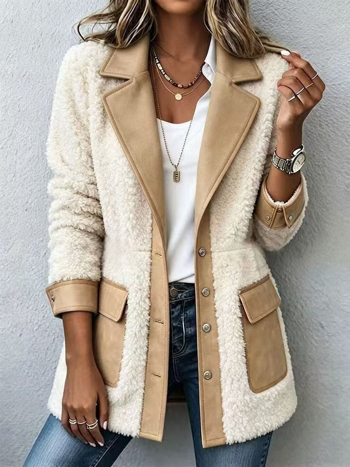 Patchwork Denim-Style Cardigan Coat - Warm and Original