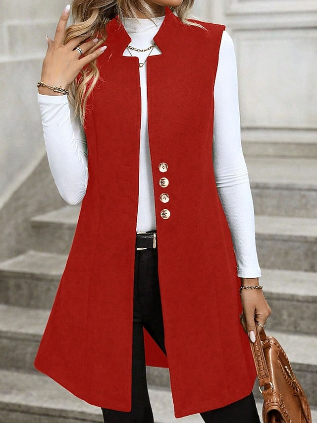 Long Sleeveless Blazer Vest - Polished and Modern