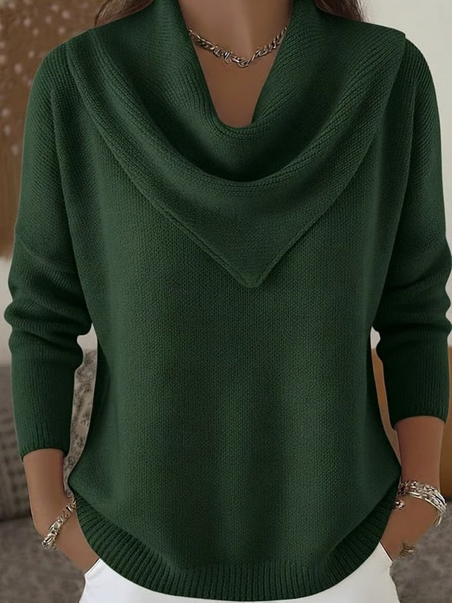 Ribbed Wide-Collar Knit Sweater - Elegant and Soft