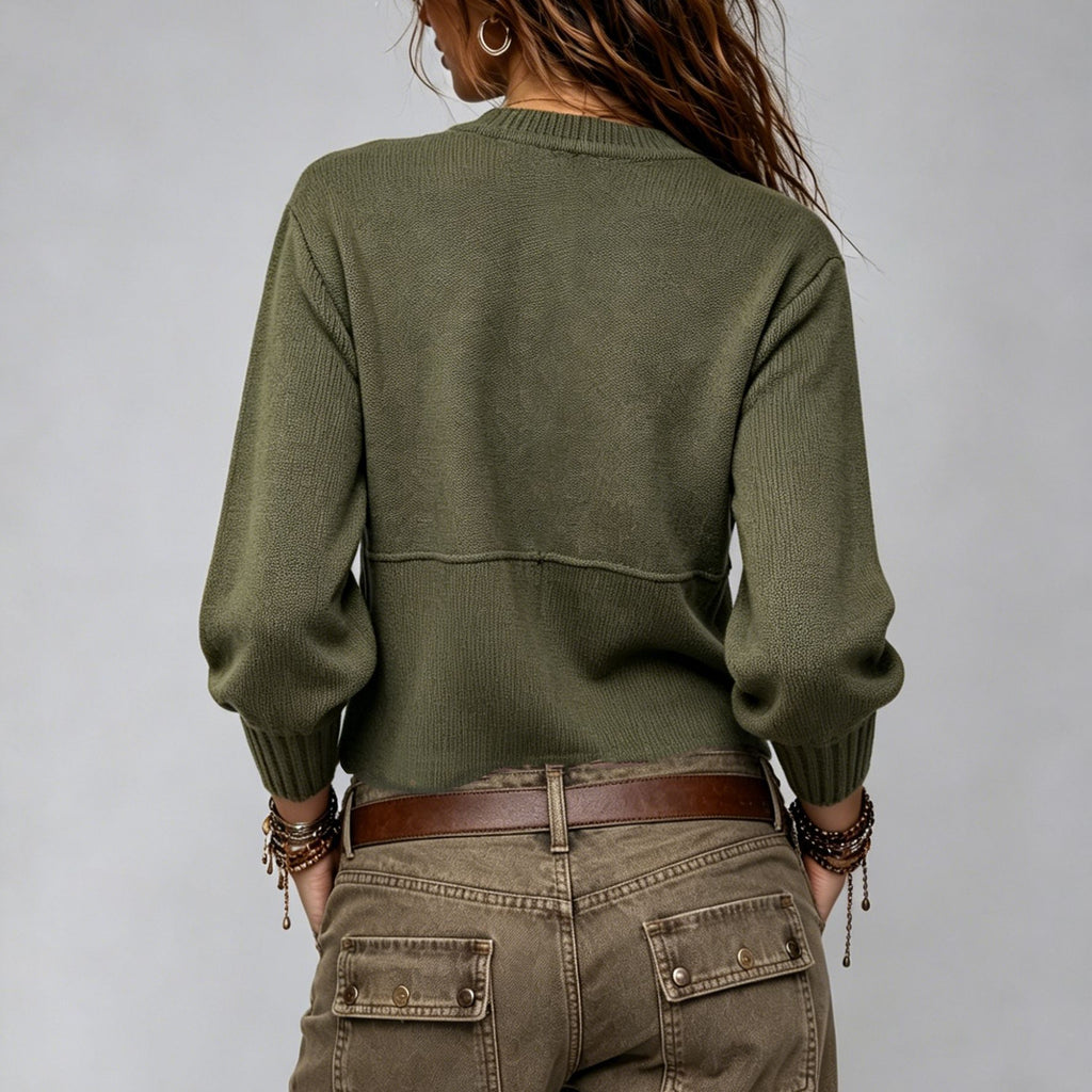 Women’s Casual Button-Up Crewneck Cardigan – Cozy Everyday Layering Style