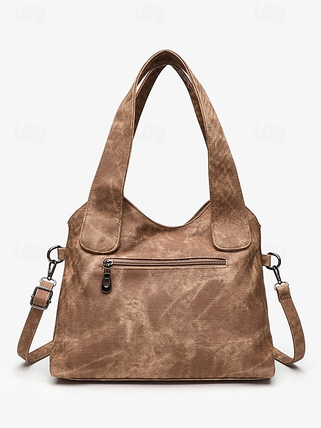 Vintage PU Hobo Shoulder Bag - Roomy and Lightweight