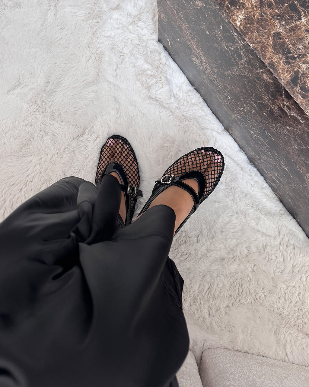 Women's Mesh Ballet Flats – Breathable Slip-On Shoes with Leather Details