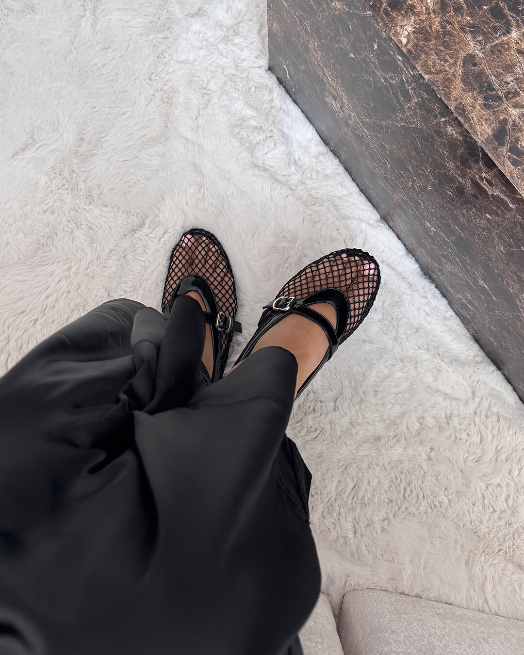 Women's Mesh Ballet Flats – Breathable Slip-On Shoes with Leather Details