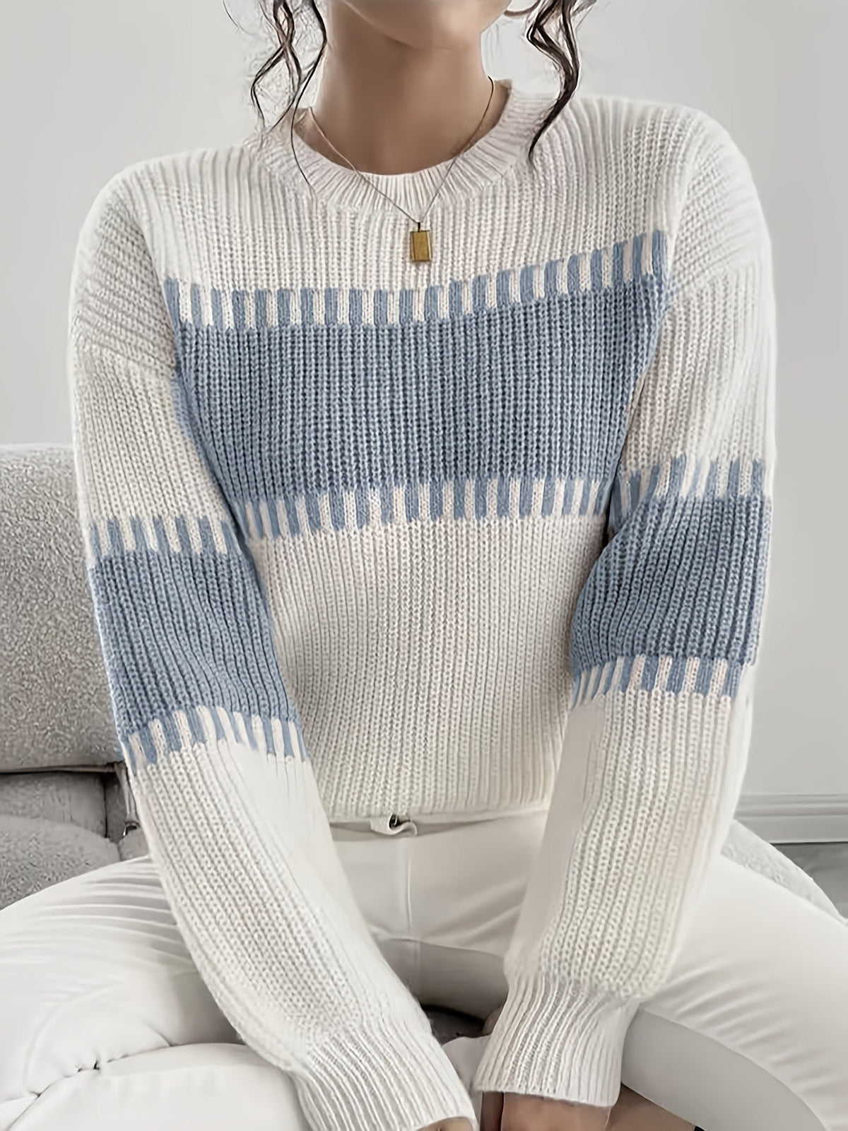 Women’s Colorblock Striped Sweater – Soft Casual Knit