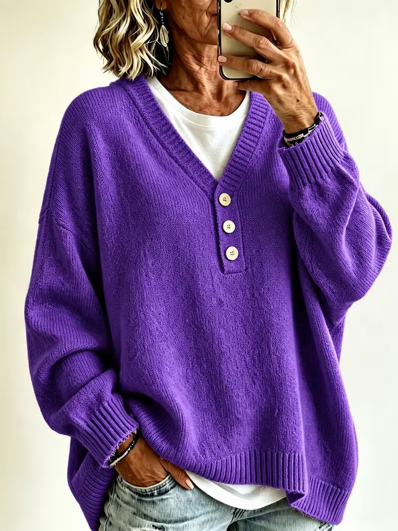 Women’s Solid Color Casual Sweater – Soft Cozy Everyday Style