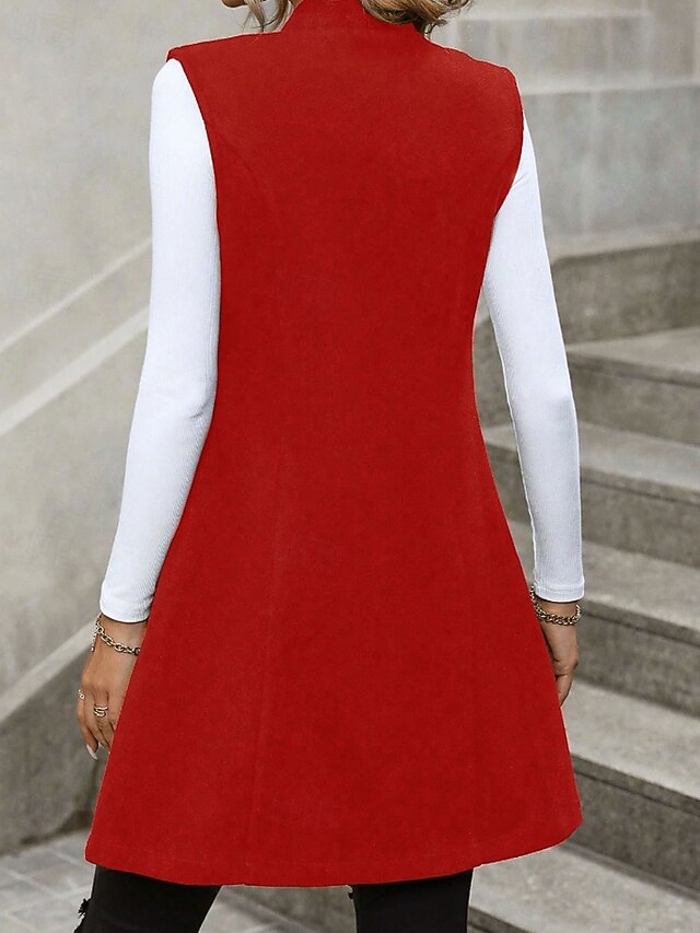 Long Sleeveless Blazer Vest - Polished and Modern