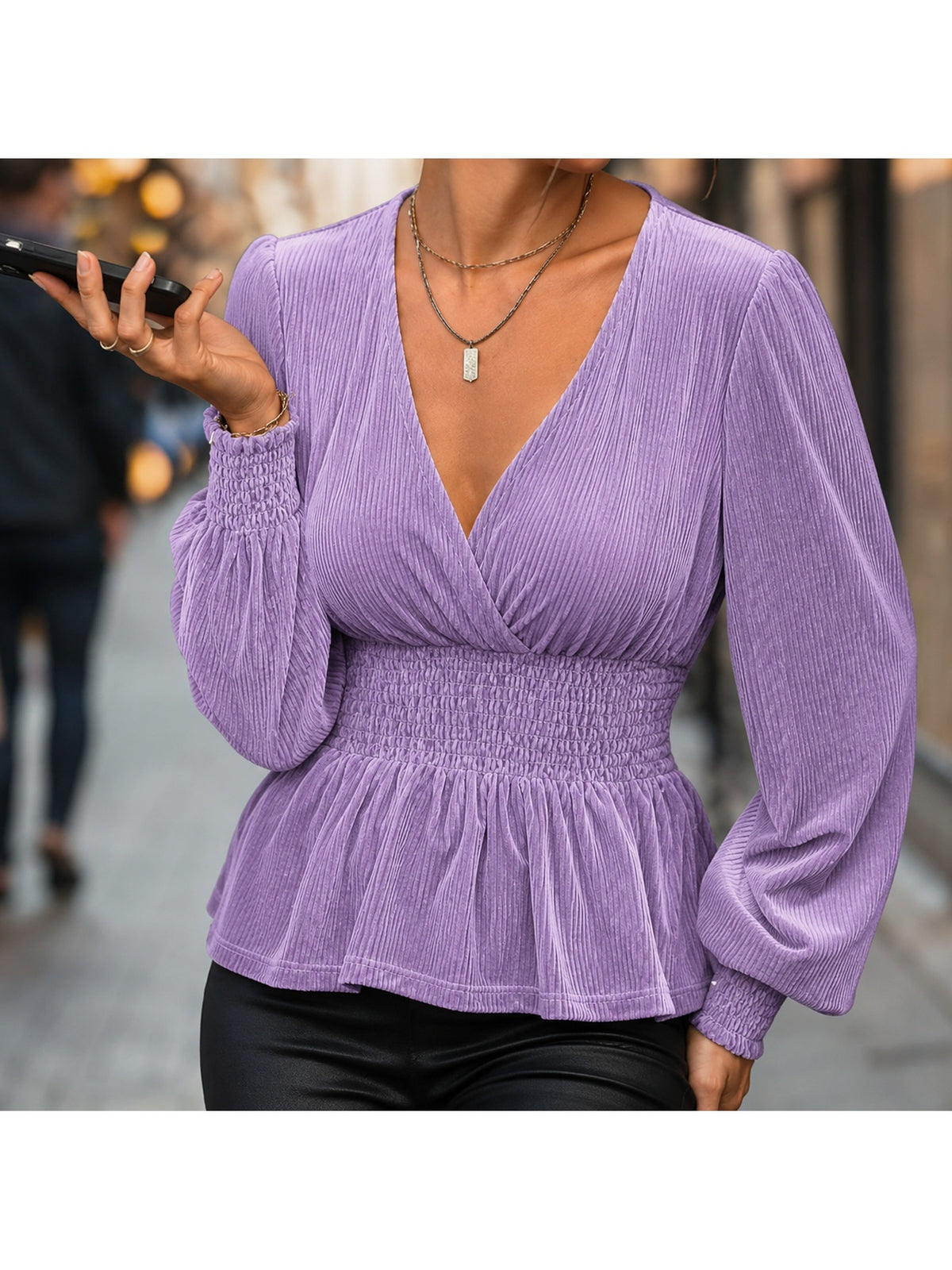 Women's Flowy Long Sleeve Blouse - Chic Lightweight Top