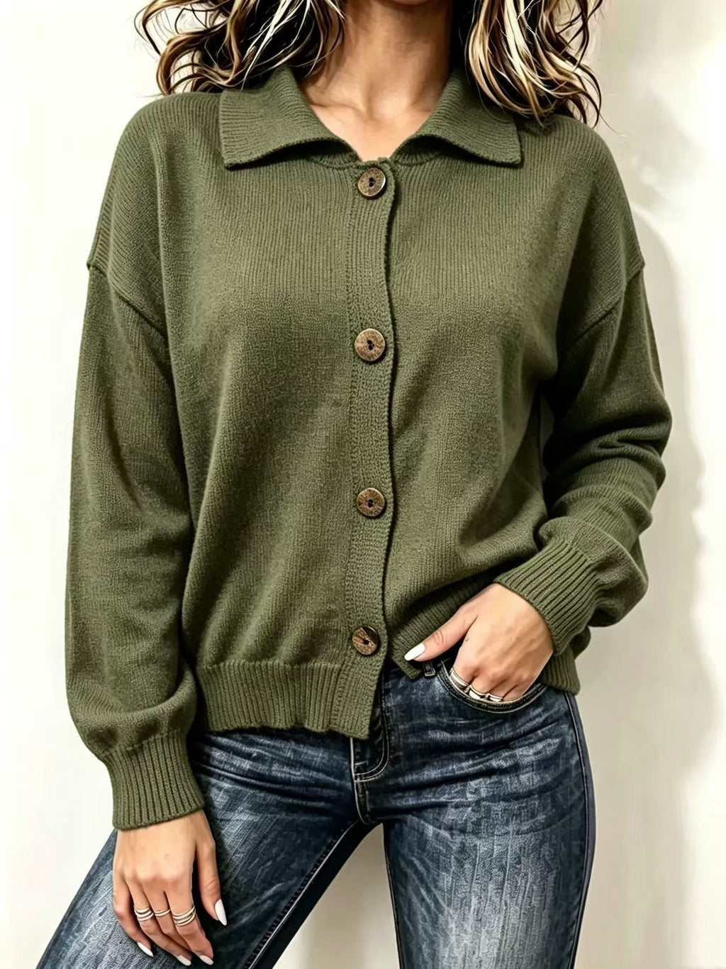 Button-Up Sweater Coat - Soft and Practical