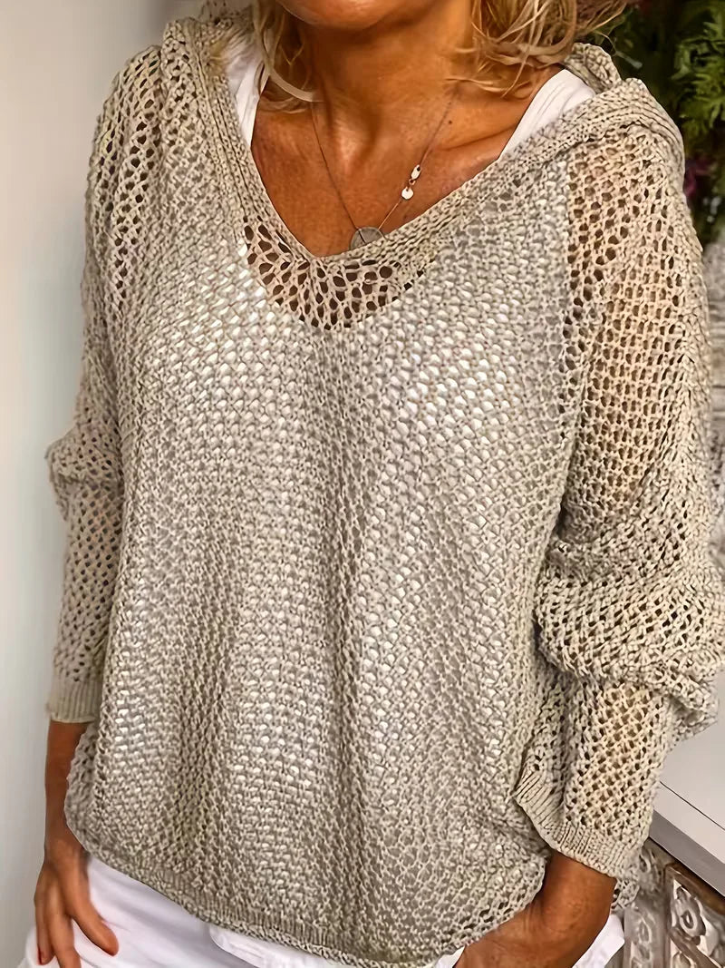 Oversized Hooded Knit Hoodie - Soft and Casual