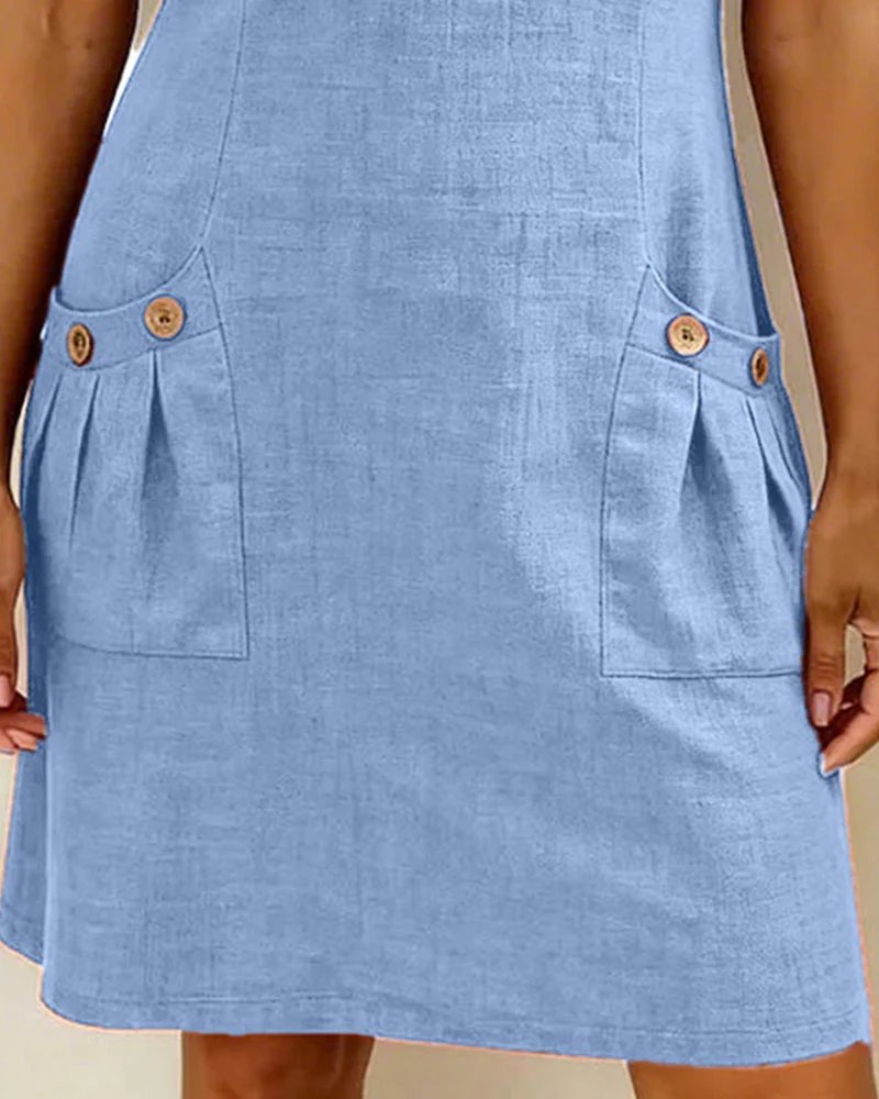 Women's Zip Pocket Mini Dress - Casual A-Line Daywear Style