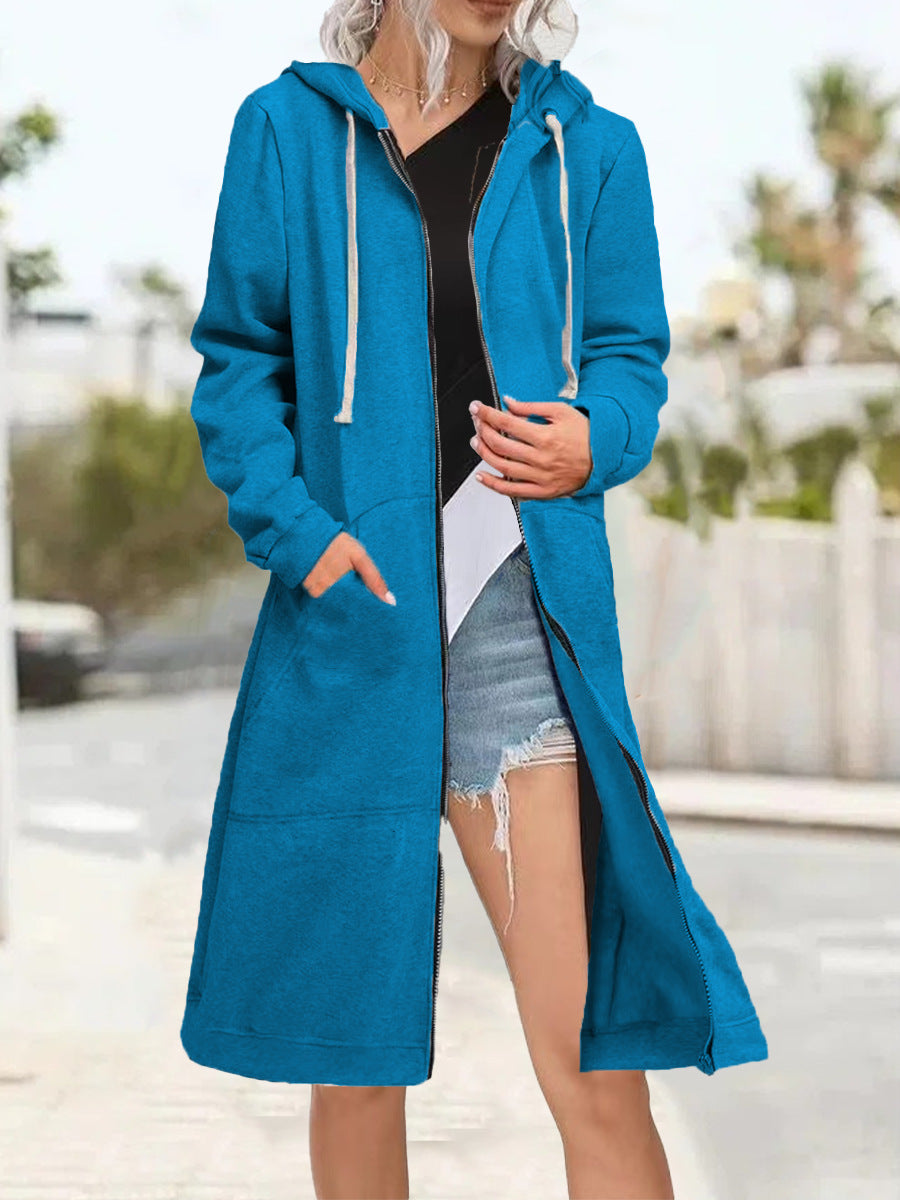 Women's Zipper Cardigan Hoodie - Soft Multicolor Relaxed Layer