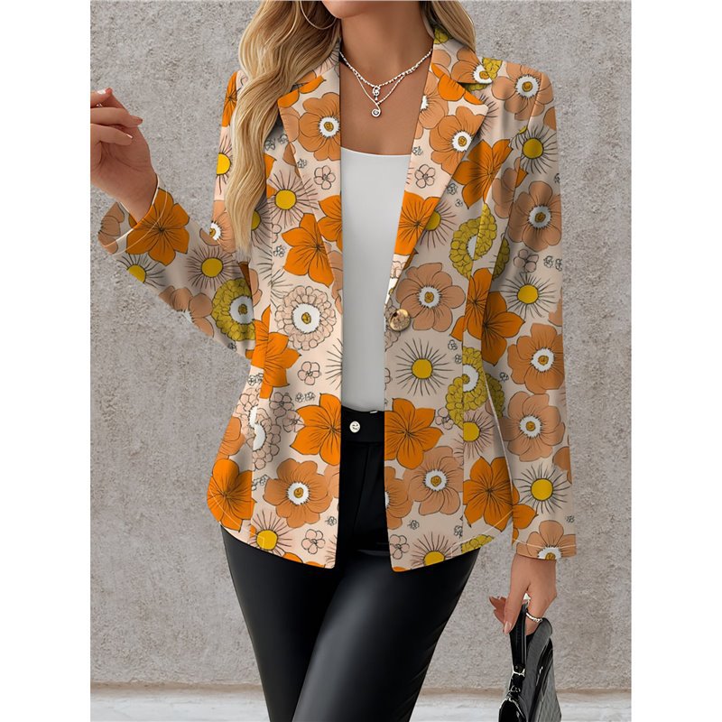 Women’s Navy Blue & White Polka Dot Blazer – Chic Elegant Casual Style