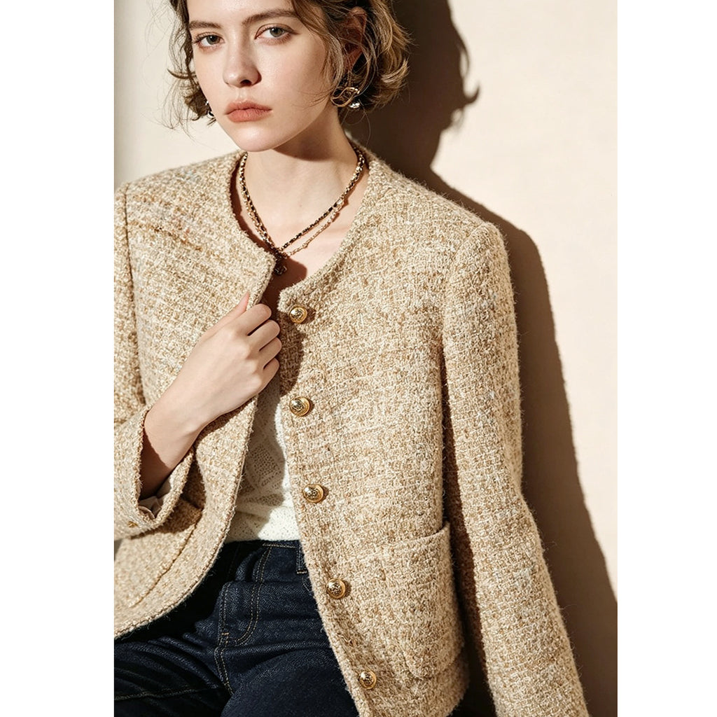 Gold-Button Short Jacket - Chic and Structured