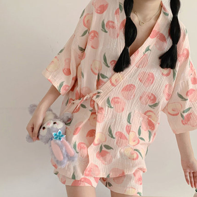 Damespyjamaset in schattige, casual stijl – stijlvolle, eenvoudige nachtkleding in Japanse stijl