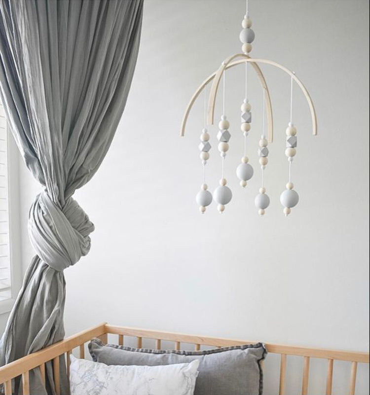 Nordic-style Wooden Bead Bed Bell – Children's Room Decoration