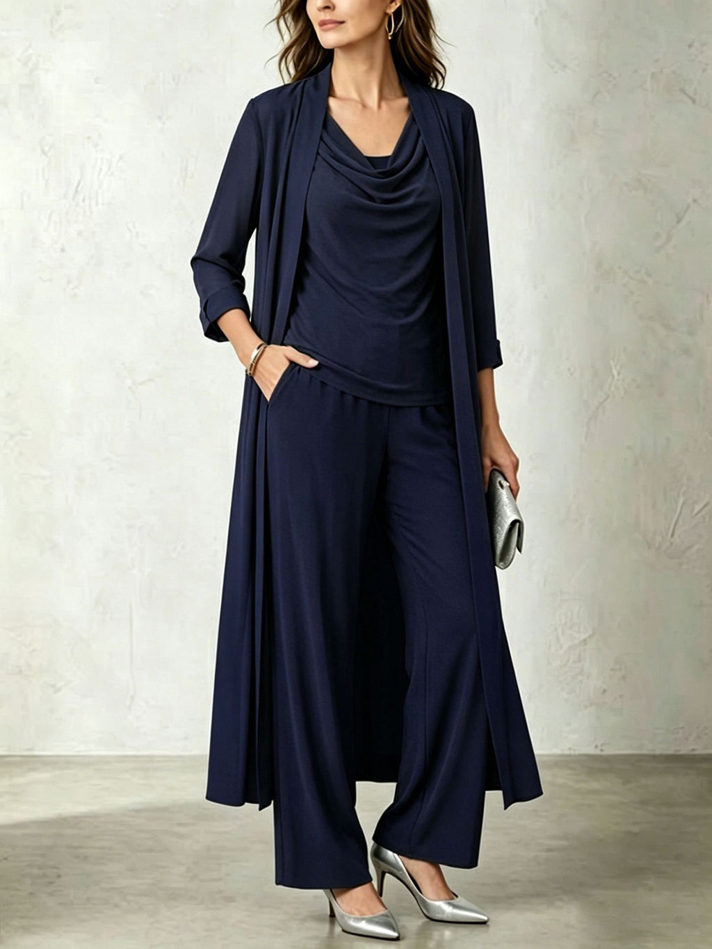 Women's Three-Piece Cardigan Set - Long Layered Casual Outfit