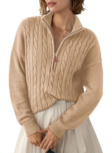 Retro Half-Zip Sweater Top - Loose and Casual