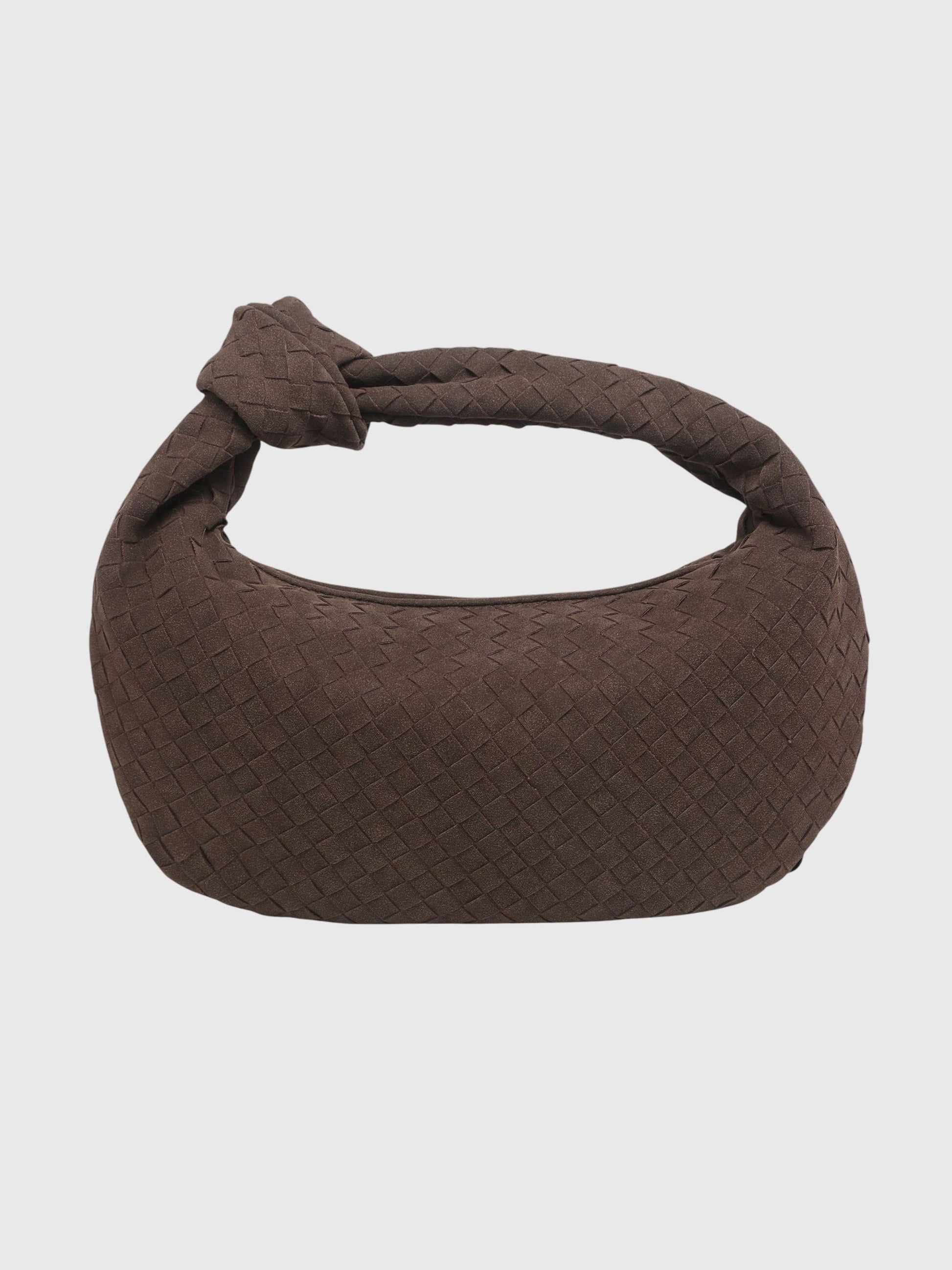 Women’s Medium Suede Woven Bag – Elegant Knotted Chic Style