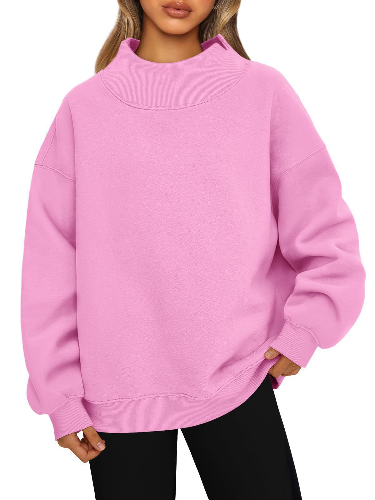 Women’s Relaxed-Fit Mock Neck Sweatshirt – Cozy Casual Pullover Style