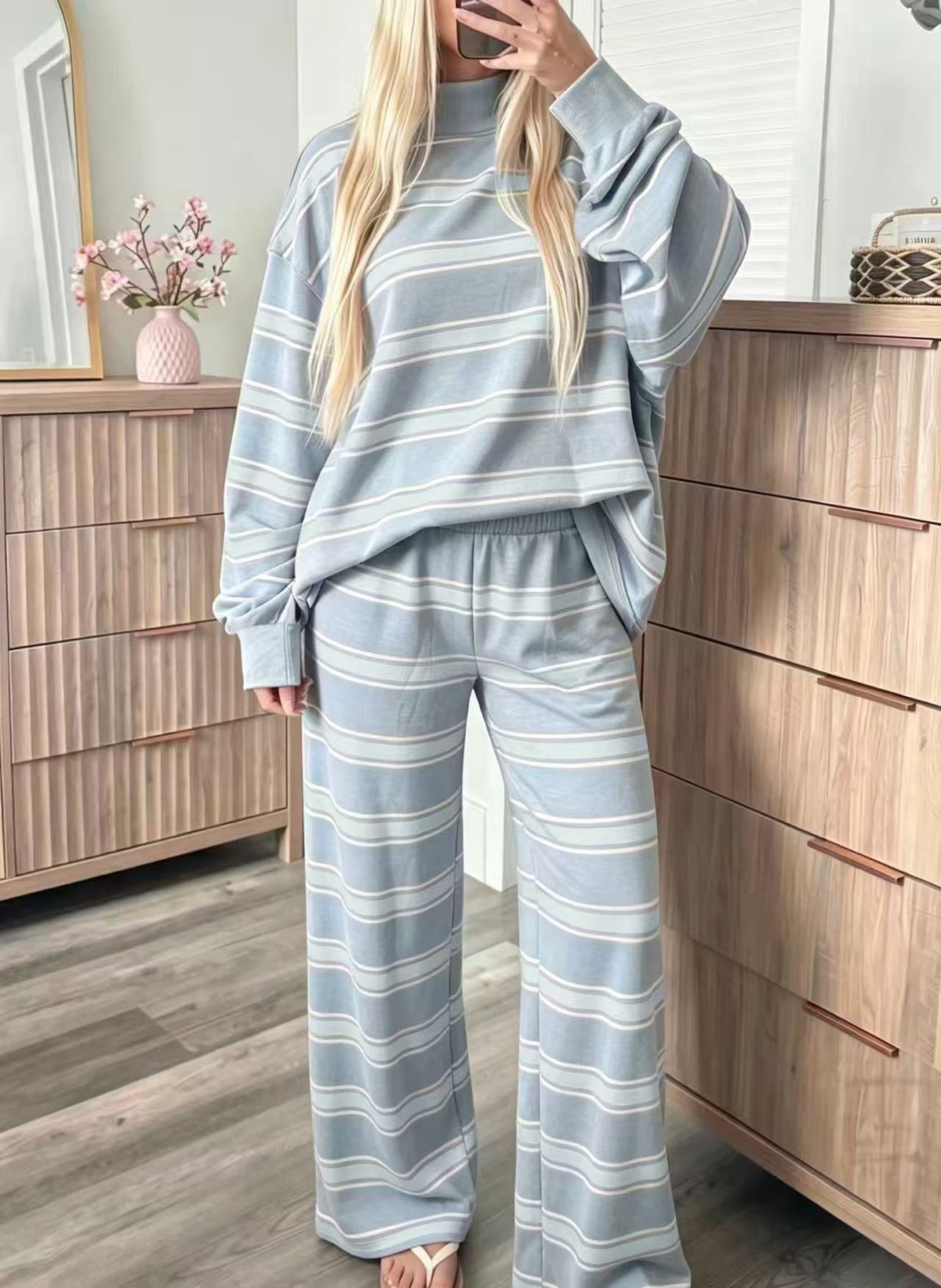 Striped Casual Women's Set - Relaxed and Coordinated