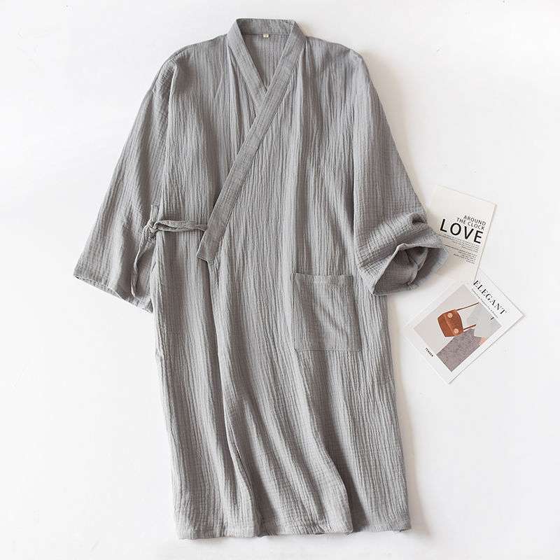 Unisex Cotton Crepe Kimono Robe – Lightweight Japanese-Style Bathrobe