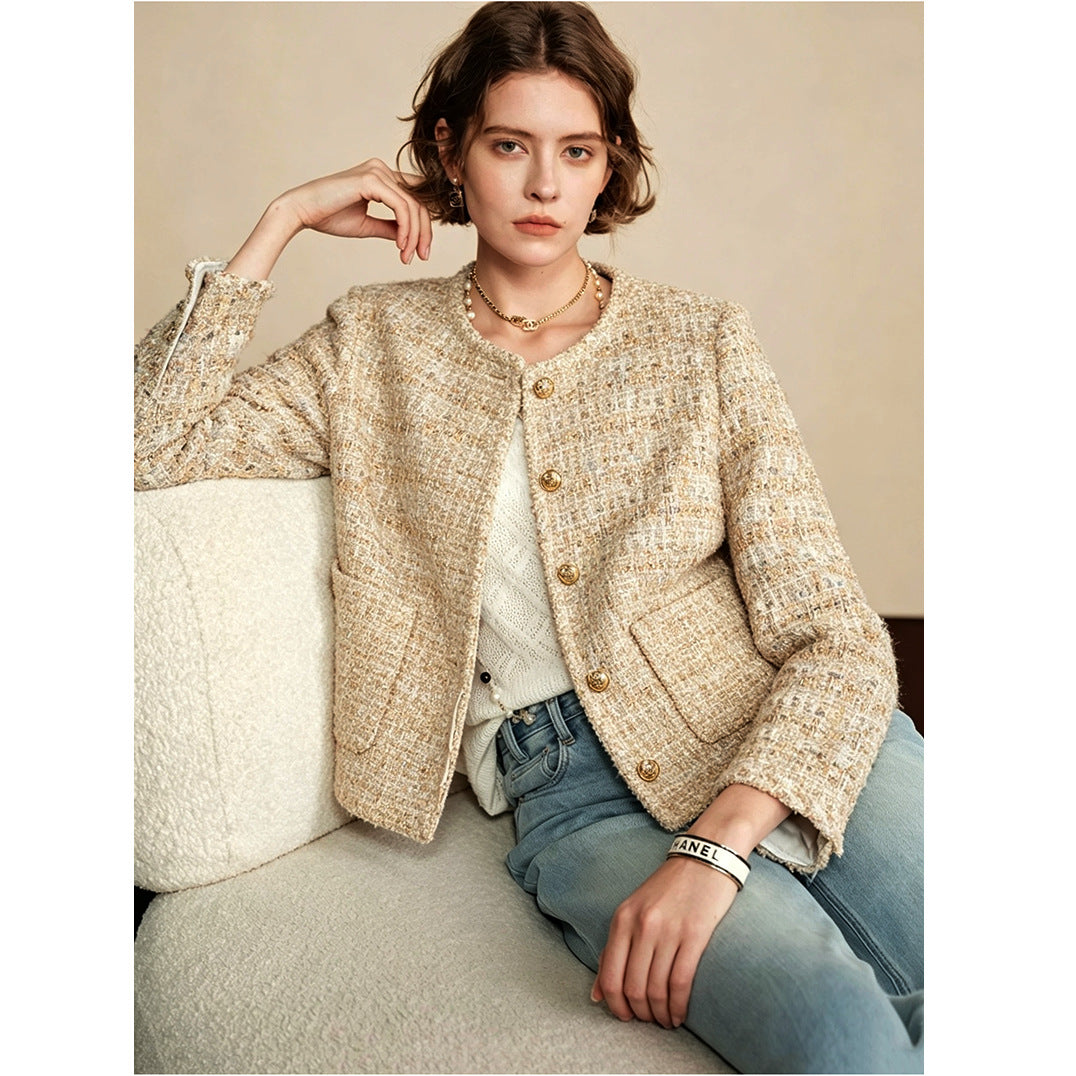 Gold-Button Short Jacket - Chic and Structured