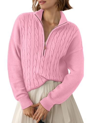 Retro Half-Zip Sweater Top - Loose and Casual