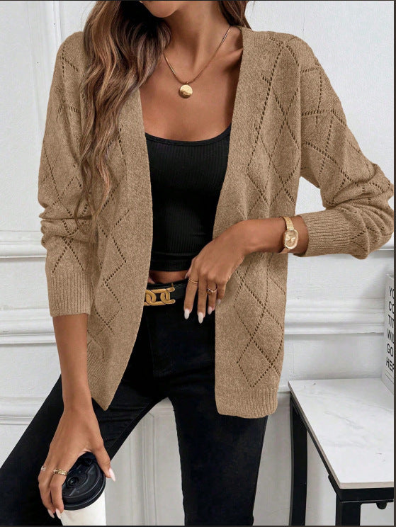 Open-Knit Long-Sleeve Cardigan - Light and Elegant
