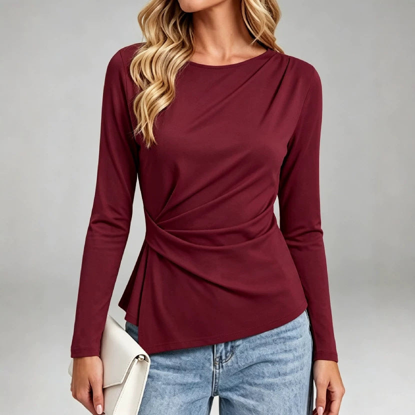 Twisted-Pleat Long-Sleeve Top - Clean and Flattering