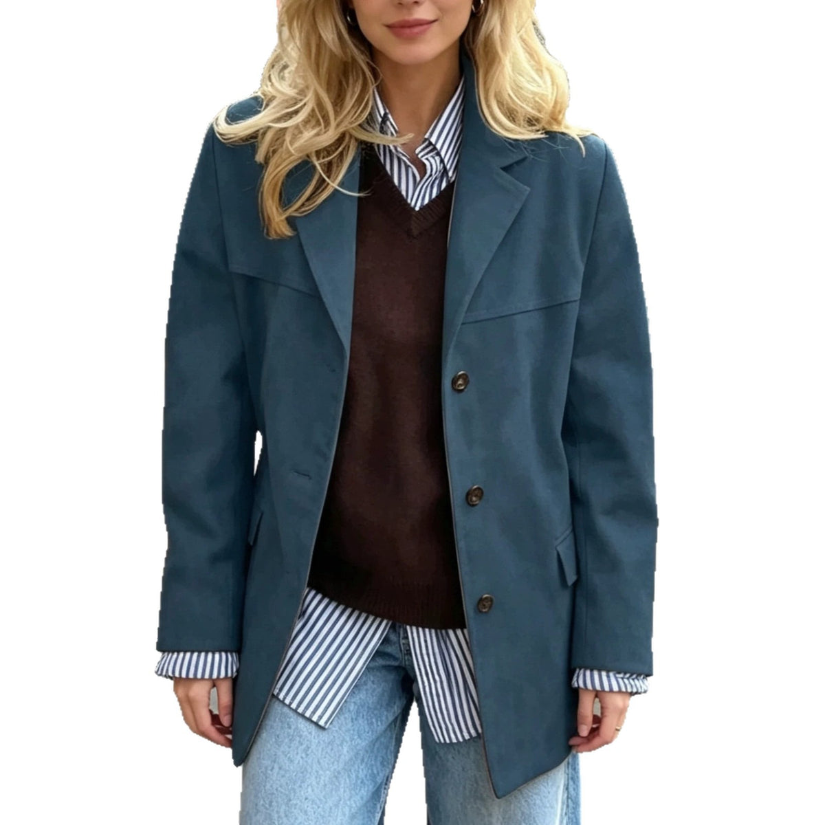 Retro Pocket Coat - Loose and Elegant
